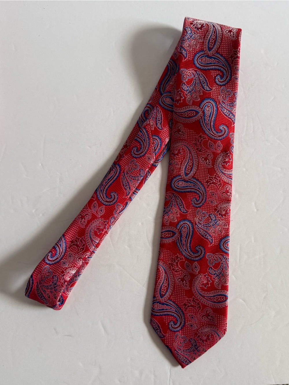 Twenty Dollar Tie Red Paisley Necktie 100% Silk Hand Made